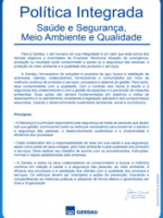 Folha de capa Política Integrada Saúde e Segurança, Meio Ambiente e Qualidade